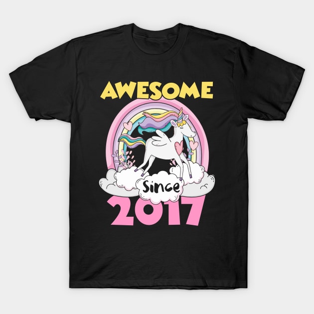 Cute Awesome Unicorn 2017 Funny Gift Pink T-Shirt by saugiohoc994